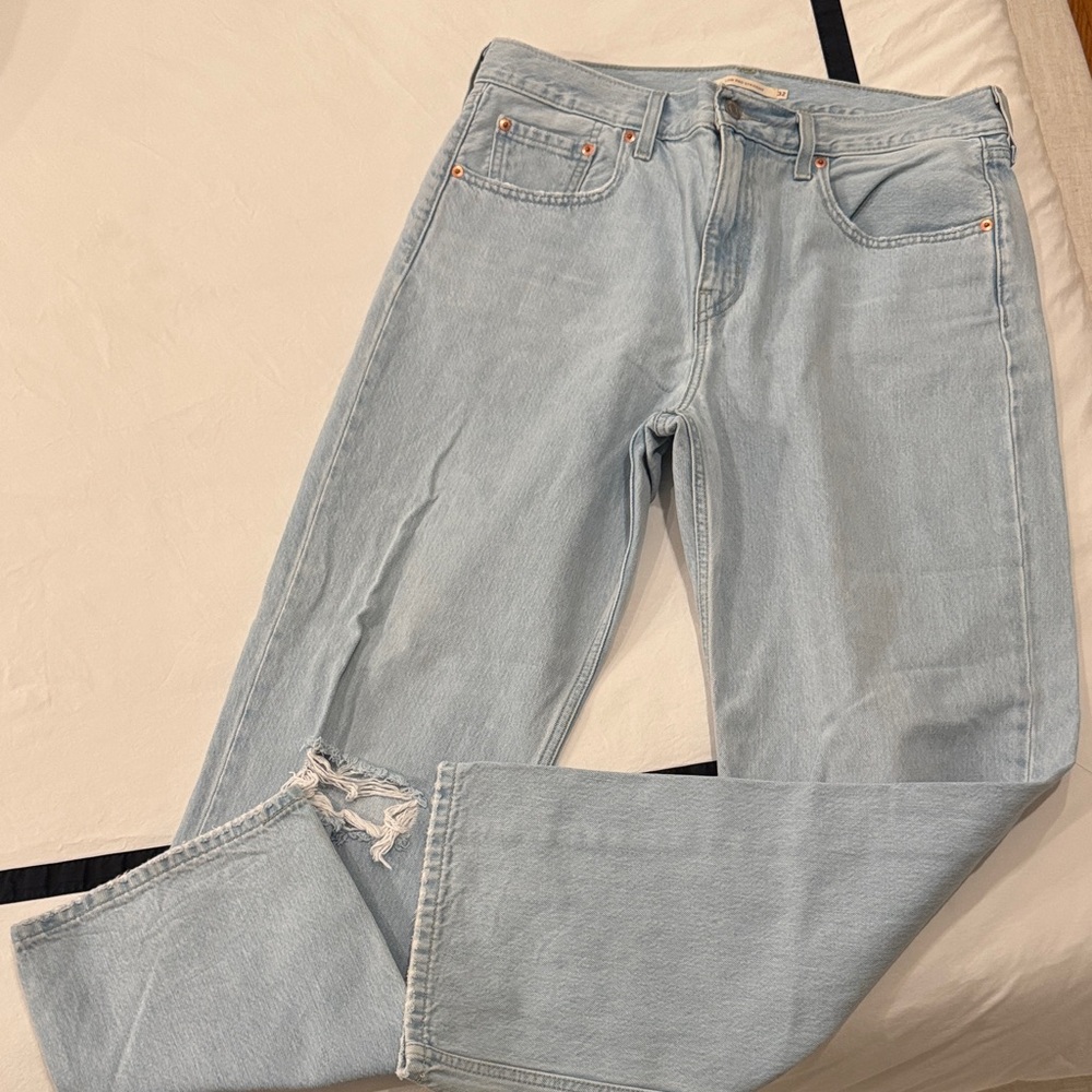 Levi’s Women’s Low Pro Distressed Straight Leg Jeans